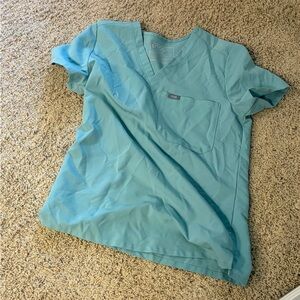 Figs Teal V-Neck Scrub Top and scrub pants set